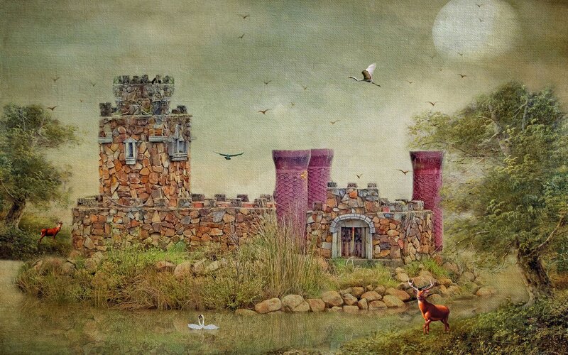 Castle with Deer and Swan