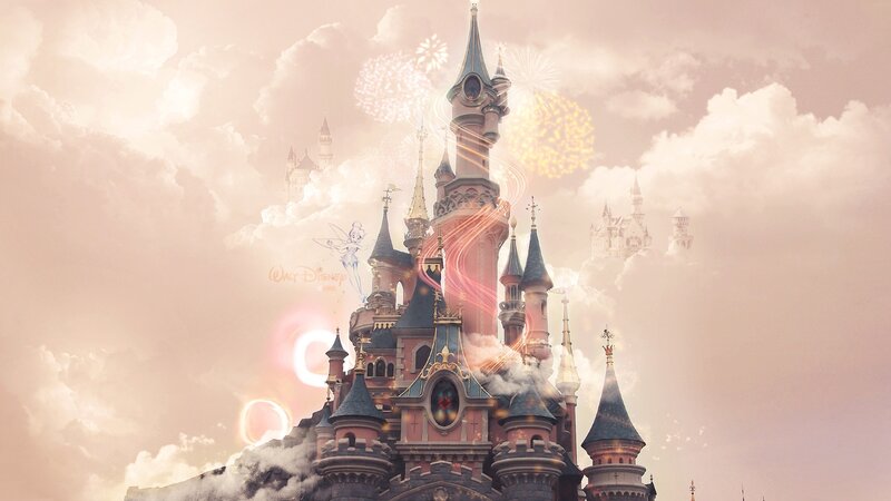 Castle with Fireworks — Pink