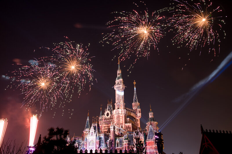 Castle with Fireworks — Purple