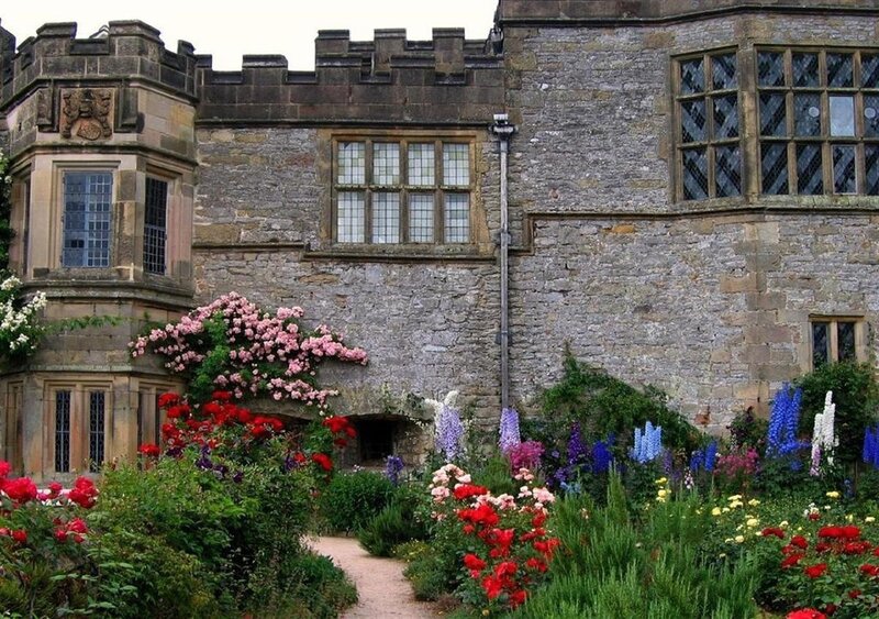castle with flower garden