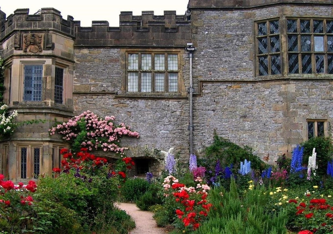castle with flower garden