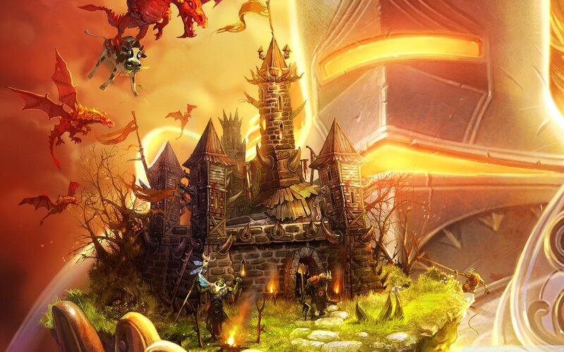 Castle with Flying Dragons