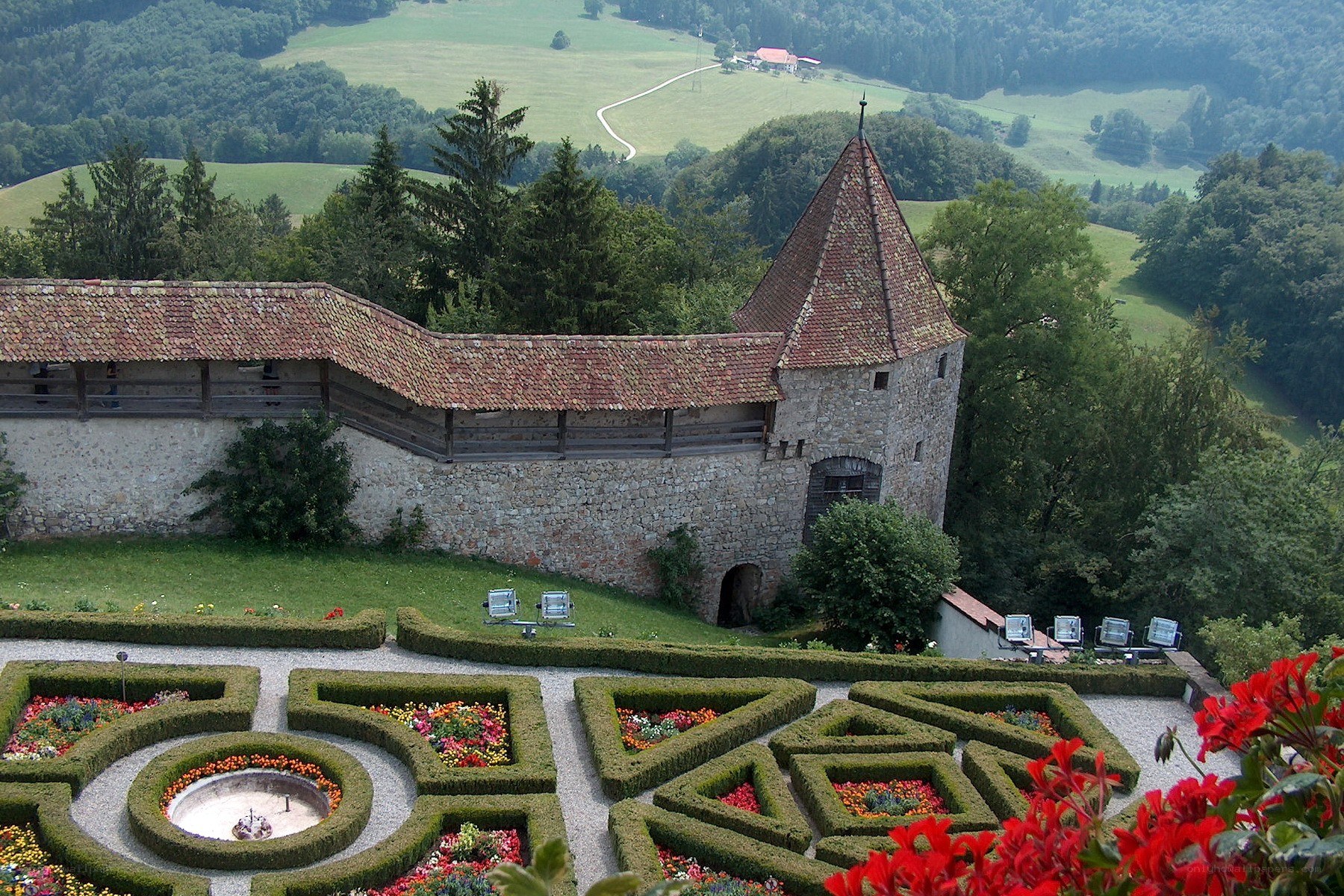 Castle with formal gardens