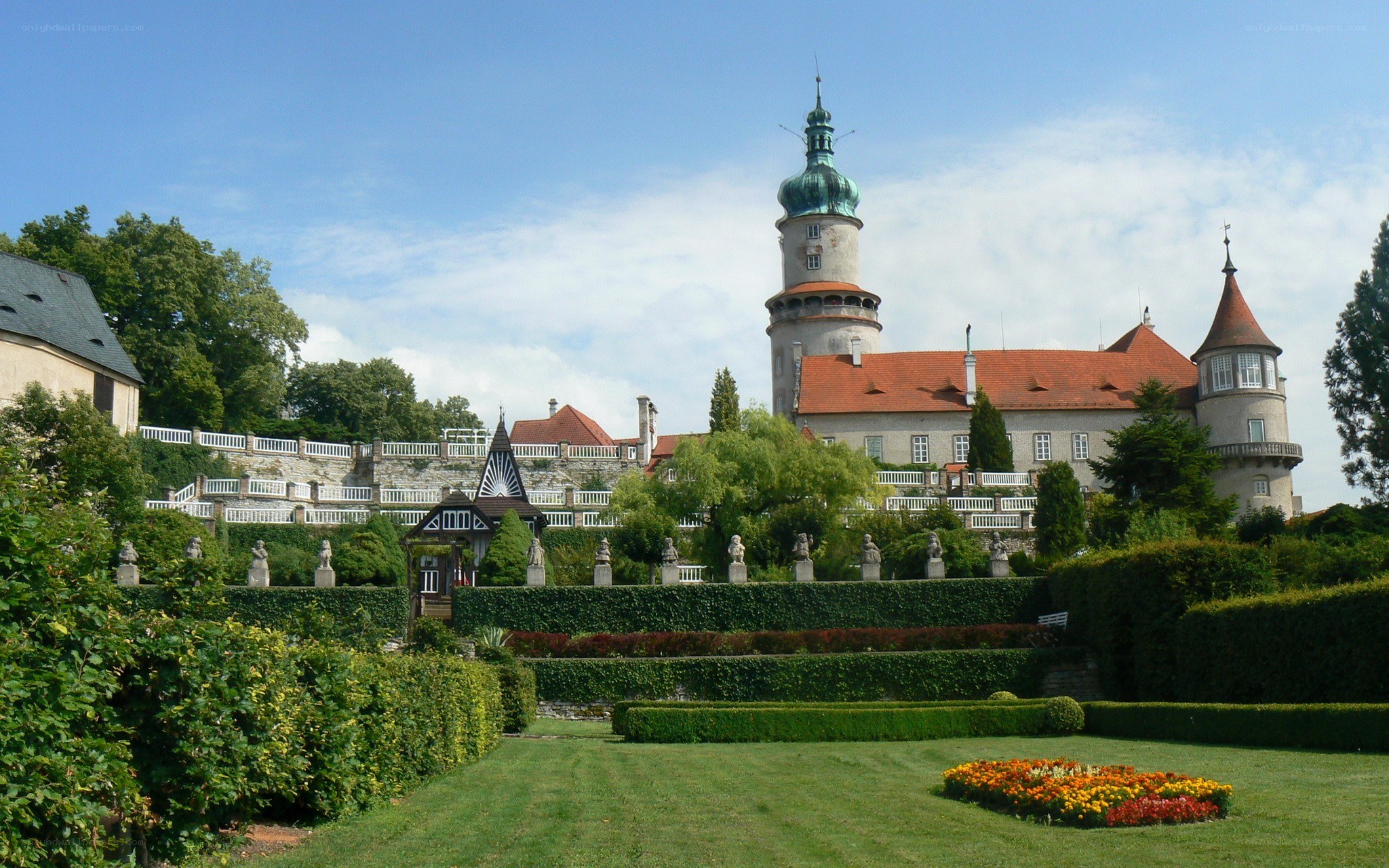 Castle with formal gardens