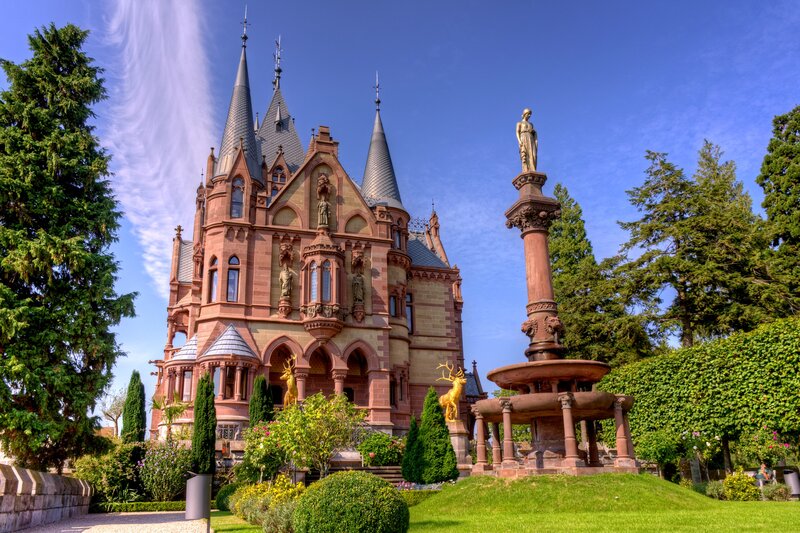 Castle with Fountain — Blue, Serene