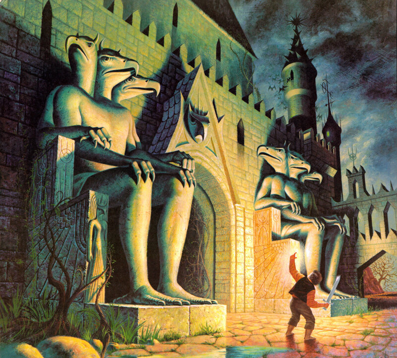 Castle with giant statues
