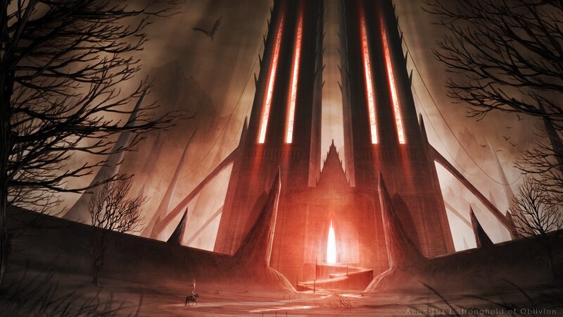 Castle with Glowing Towers — Red