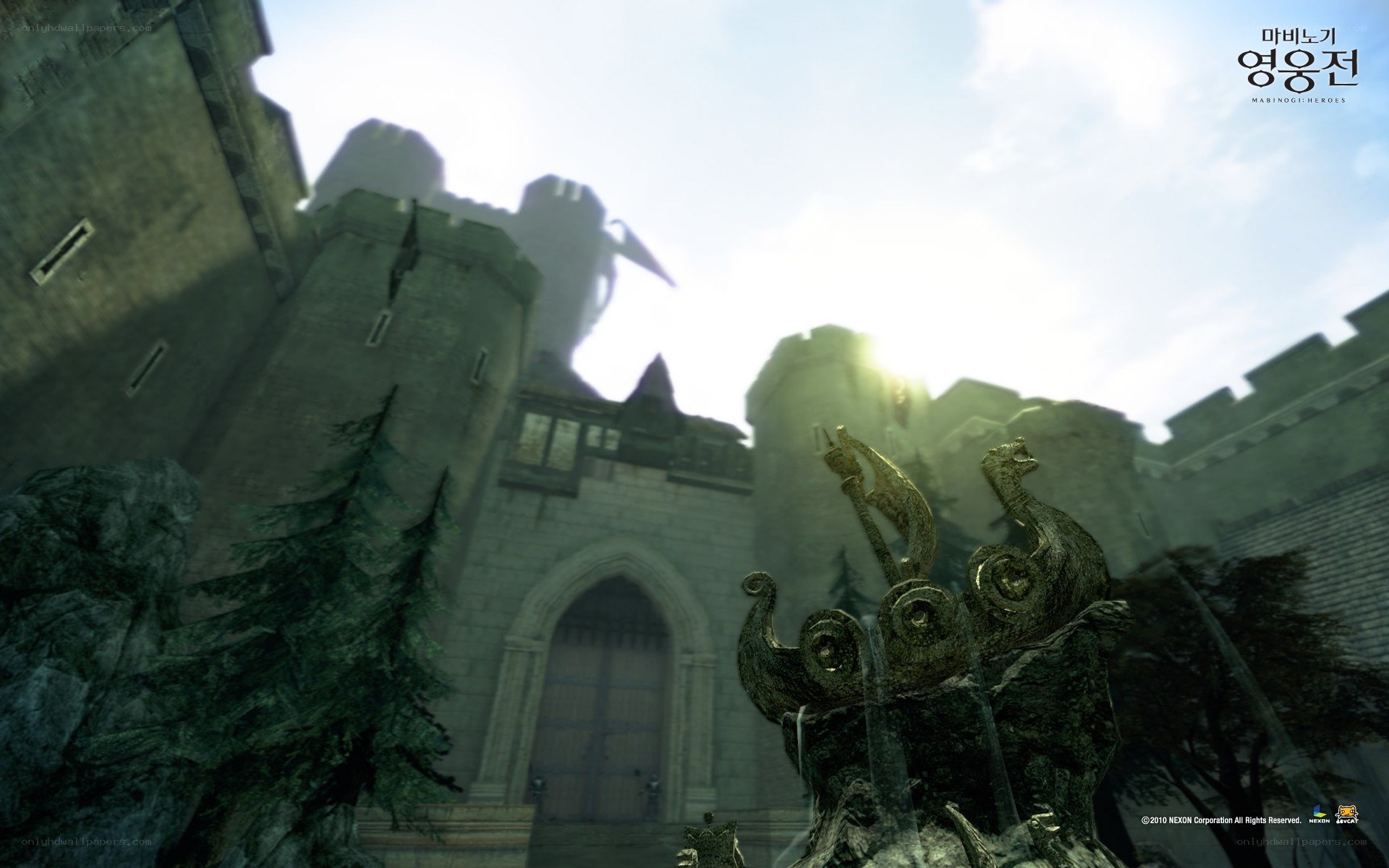 castle with golden statue