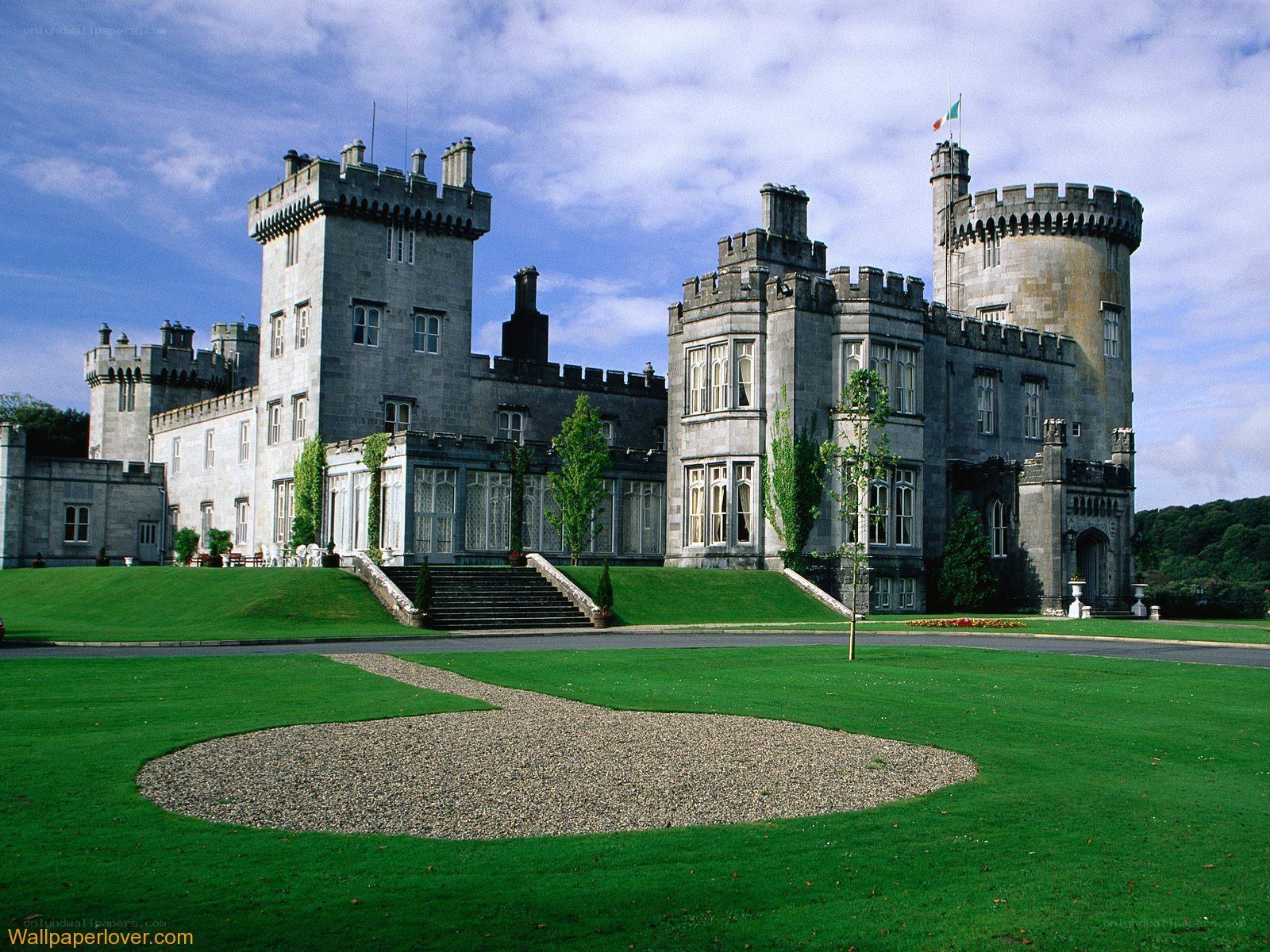 Castle with green lawn