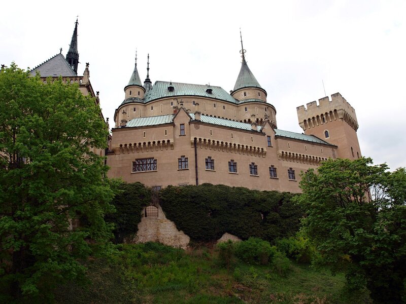 castle with green roofs