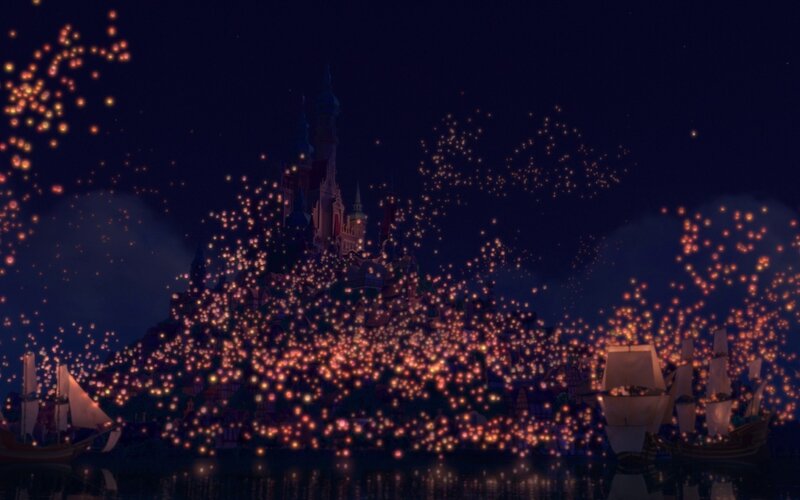 Castle with Lanterns — Dark Blue