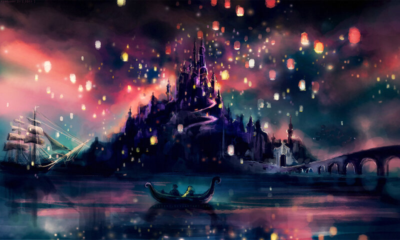 Castle with Lanterns — Purple, Magical