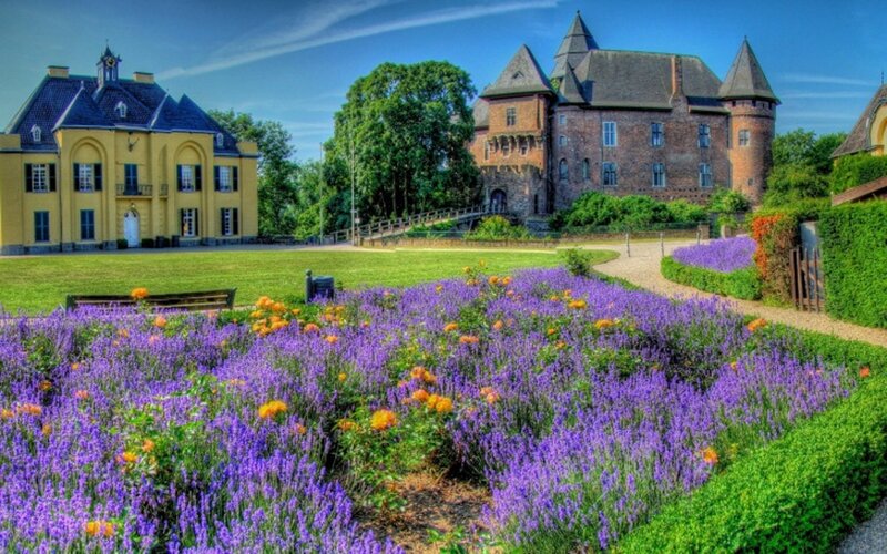 Castle with Lavender Garden — Purple, Serene, Afternoon
