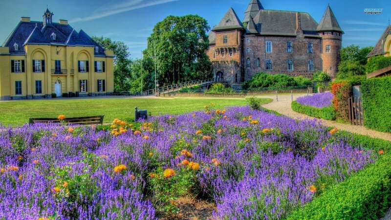 Castle with Lavender Garden — Purple, Serene