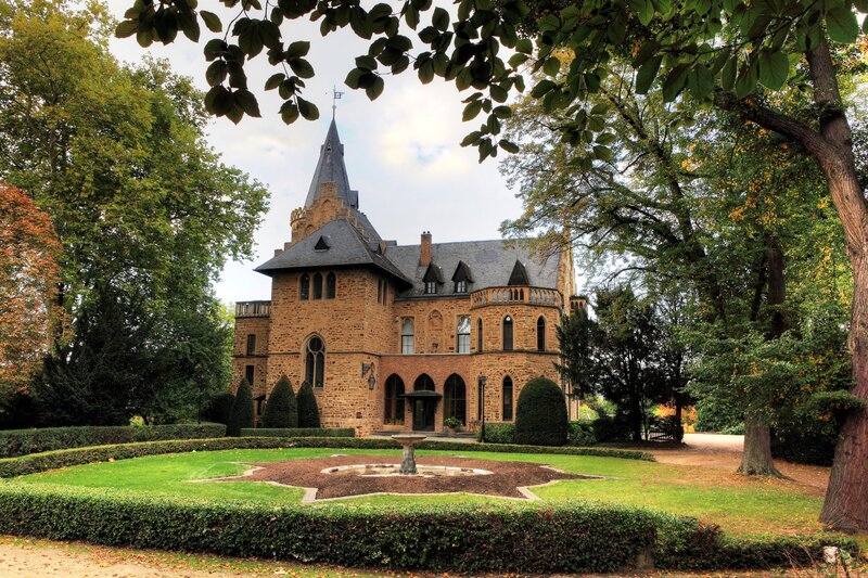 castle with manicured garden