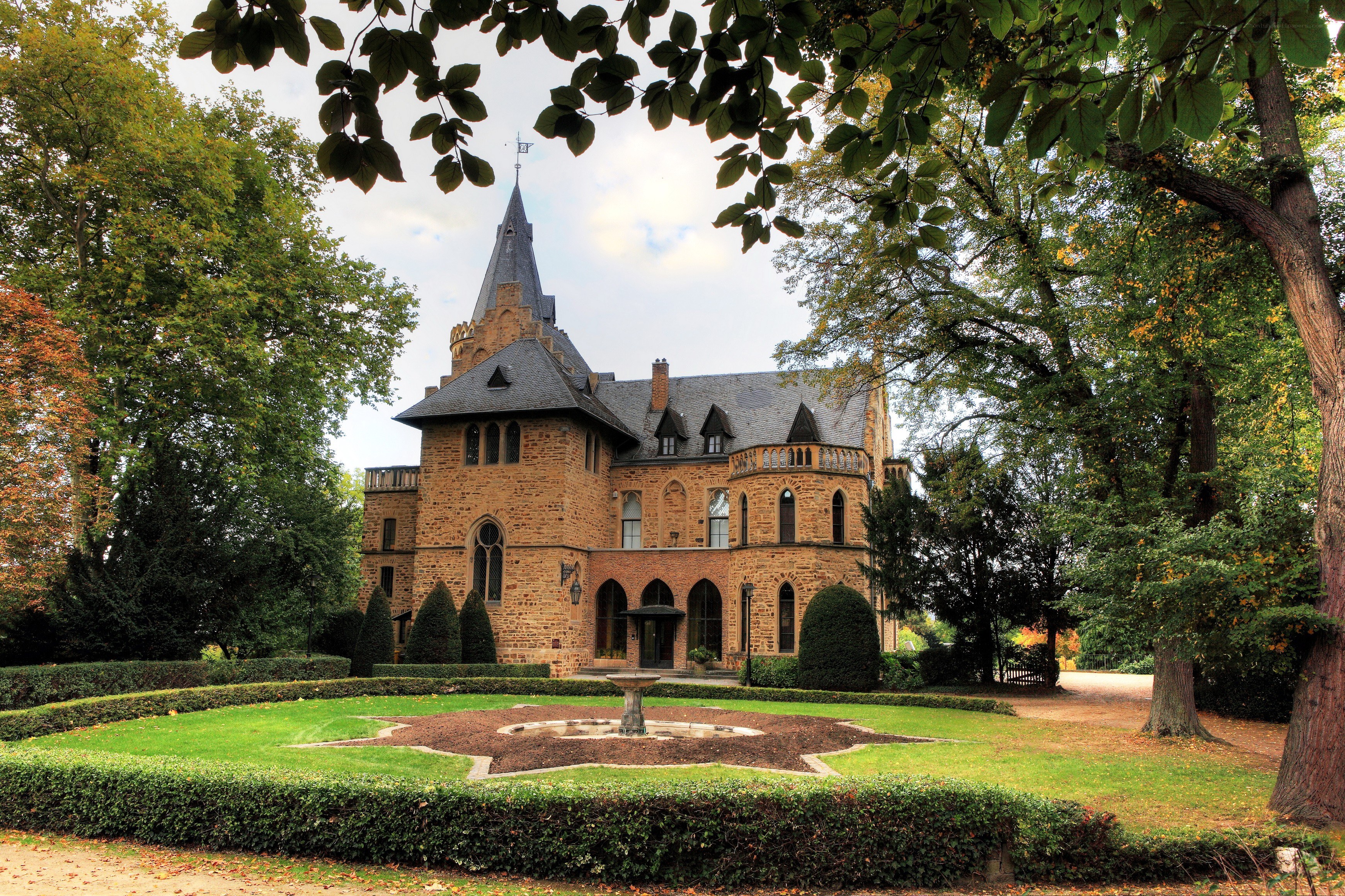 castle with manicured garden