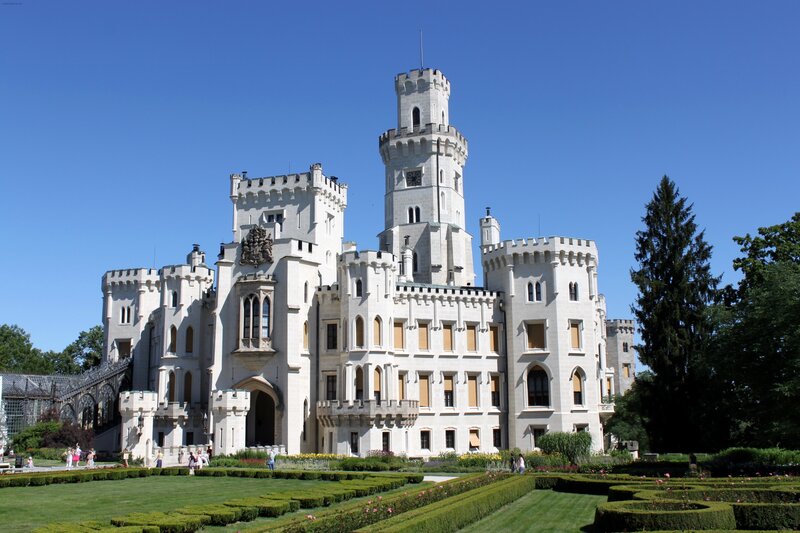 castle with manicured gardens