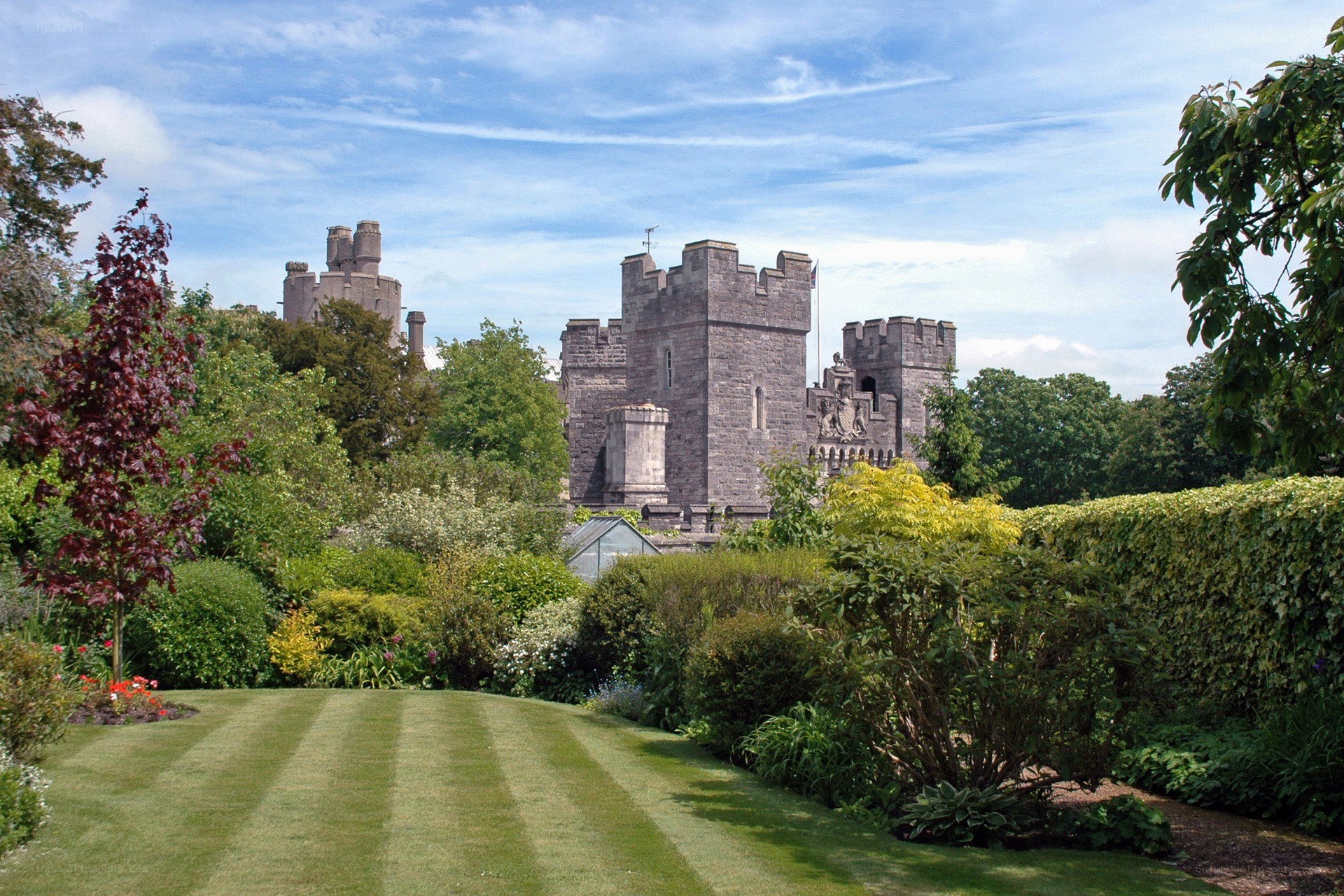 Castle with manicured gardens