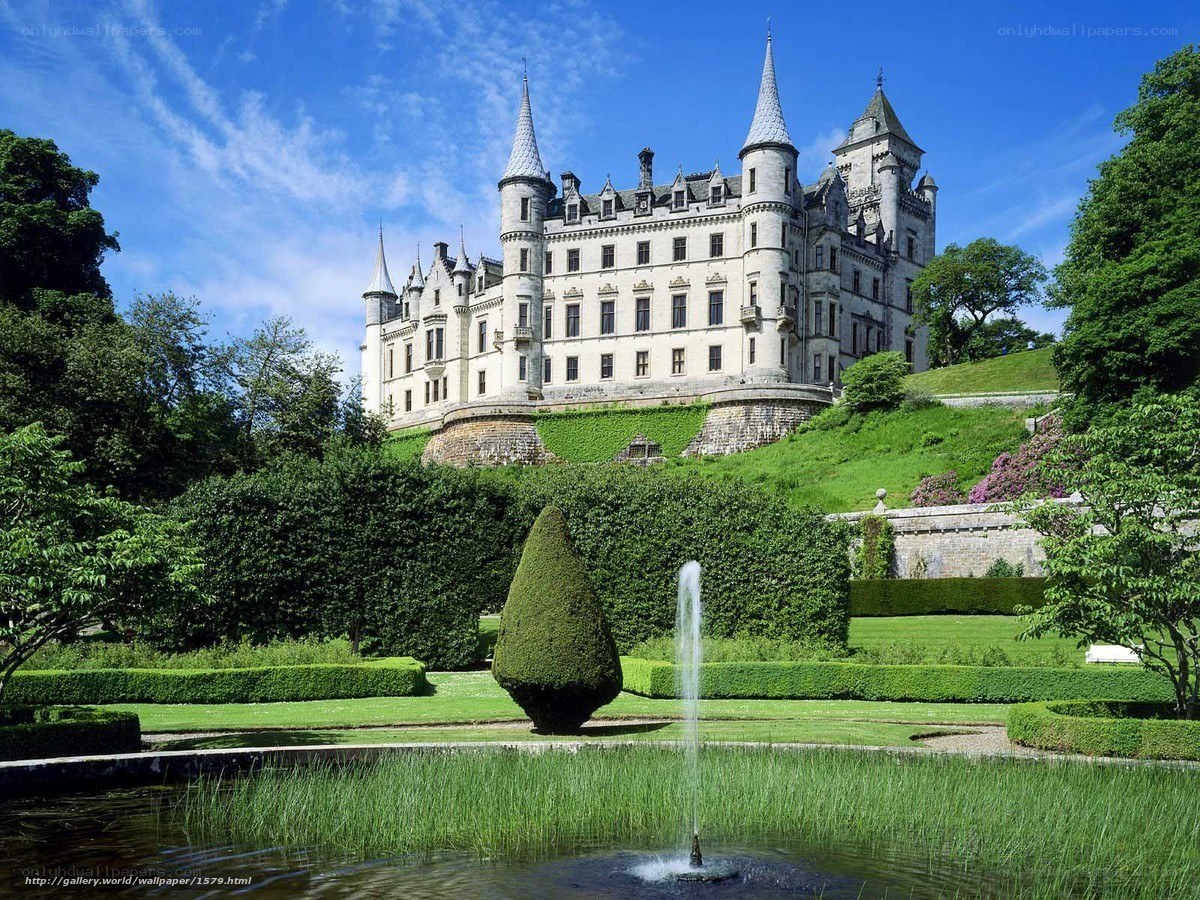 Castle with manicured gardens