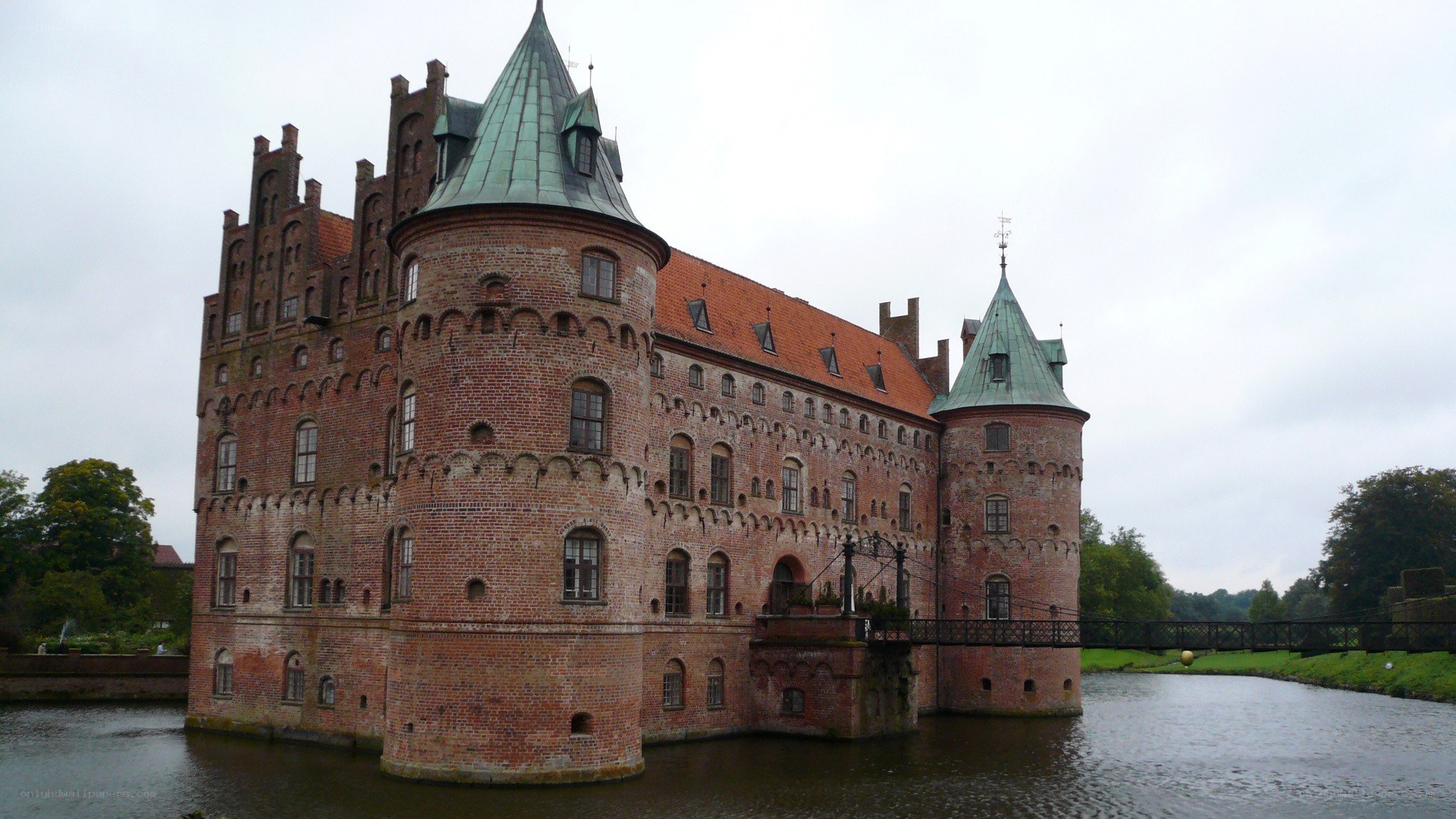 castle with moat and drawbridge