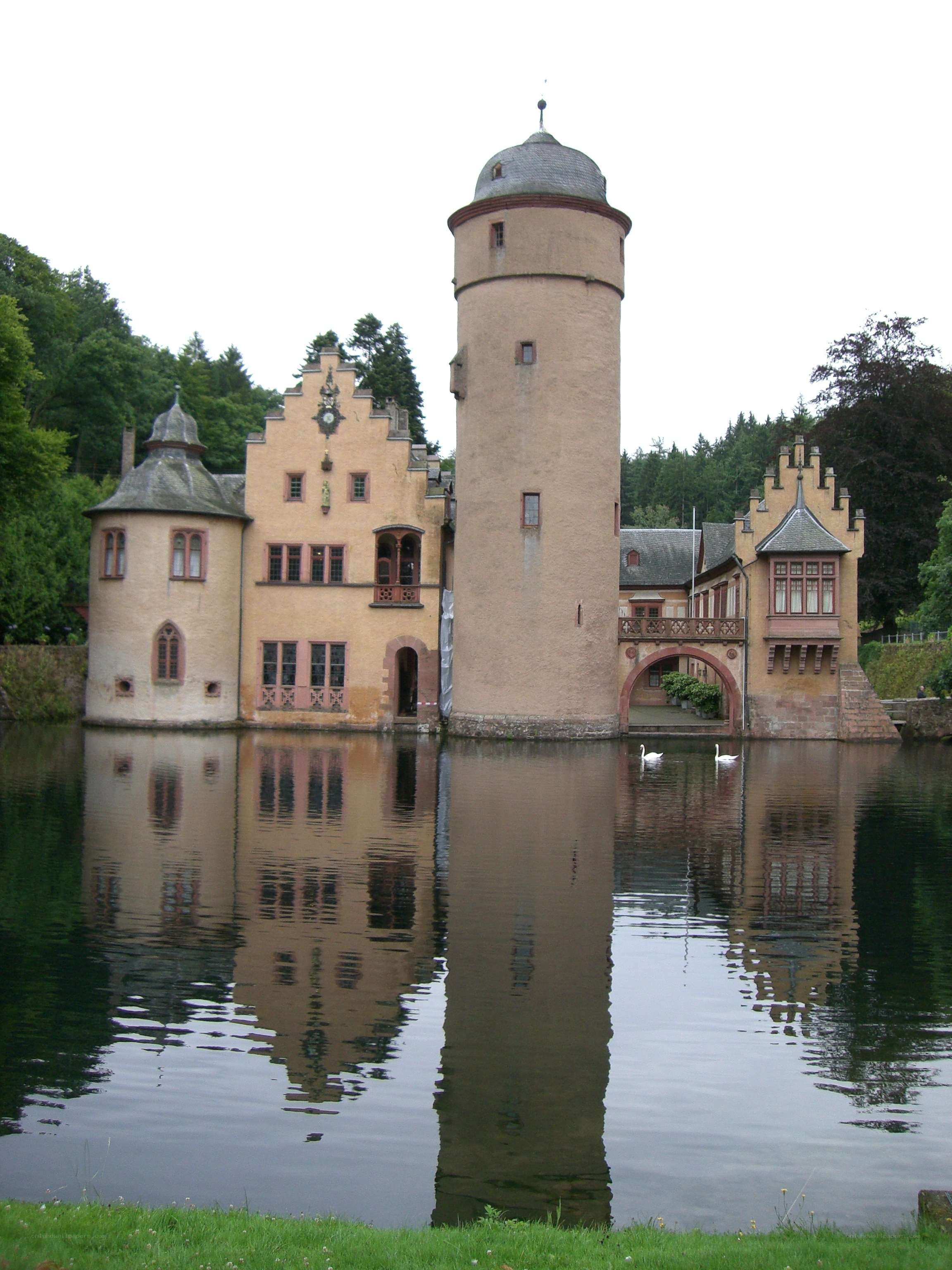 castle with moat and swans