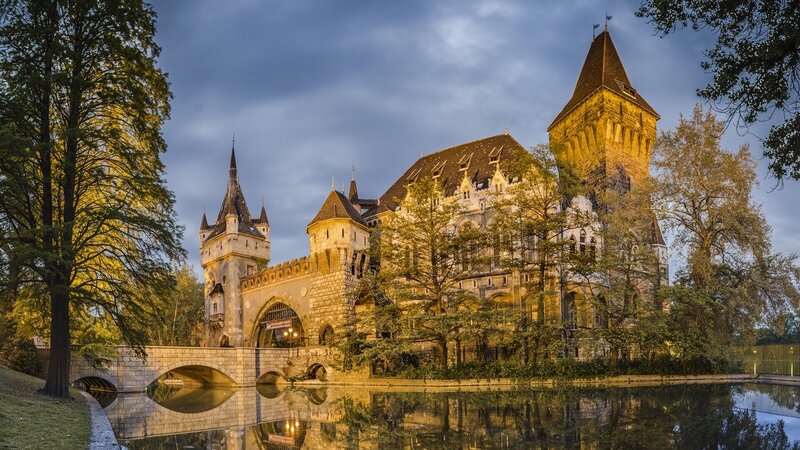 Castle with Moat — Blue, Dramatic