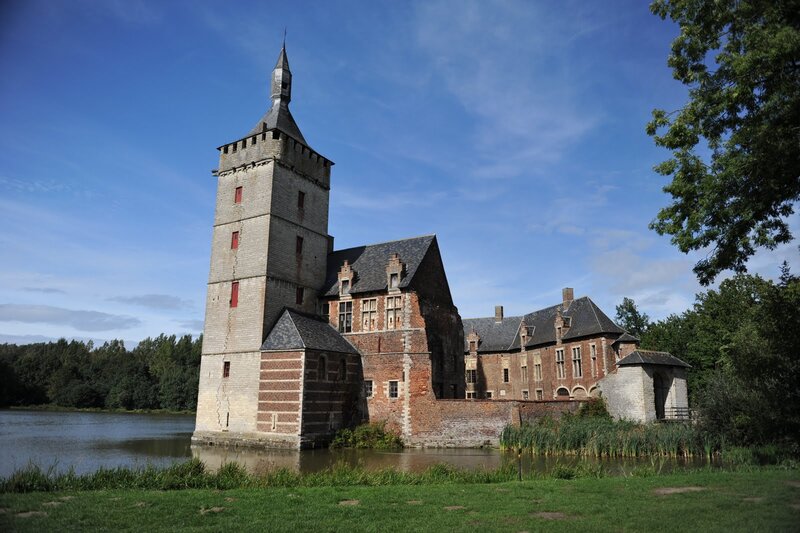 Castle with Moat — Blue, Serene, Afternoon