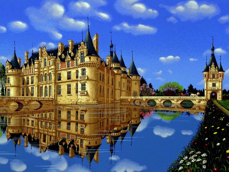 Castle with Moat — Blue