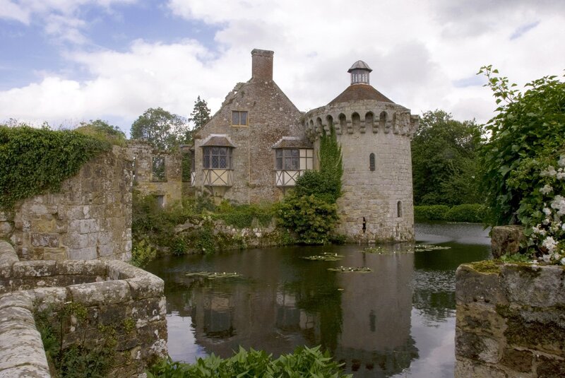 Castle with Moat — Green, Serene, Afternoon, Photograph, Tower, Ivy