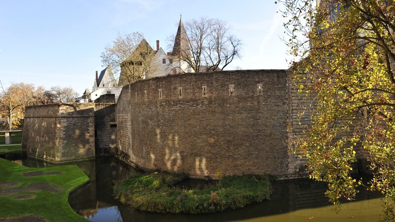 Castle with Moat — Green, Serene, Autumn