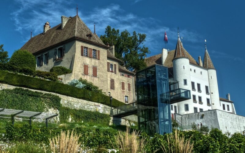 Castle with modern elevator