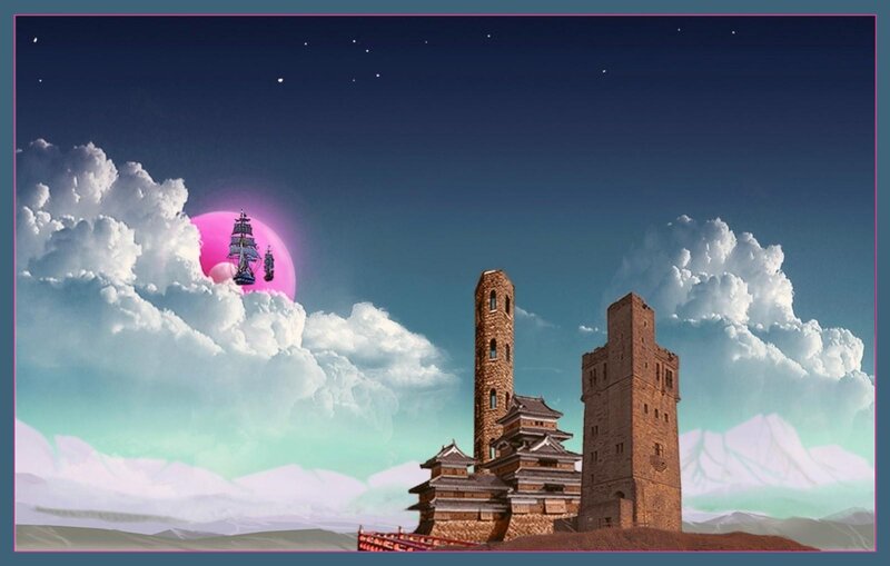 Castle with Pink Moon