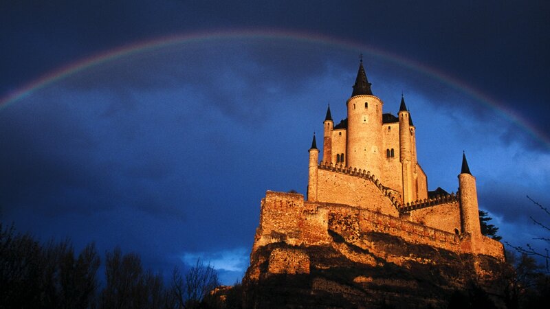 Castle with rainbow arch