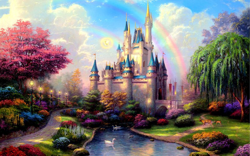 Castle with Rainbow — Blue, Serene, Afternoon