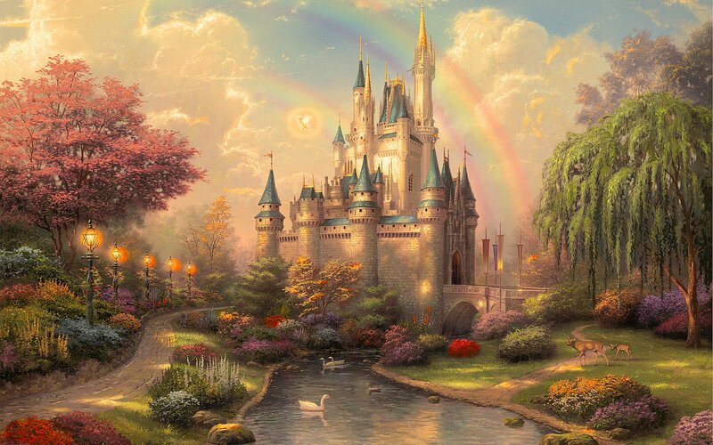Castle with Rainbow — Blue, Serene