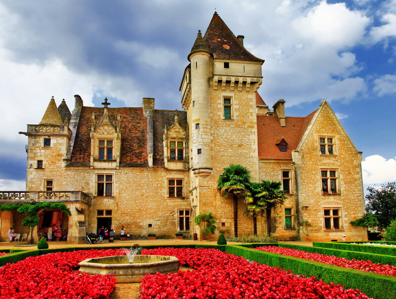 Castle with Red Flowers — Dramatic