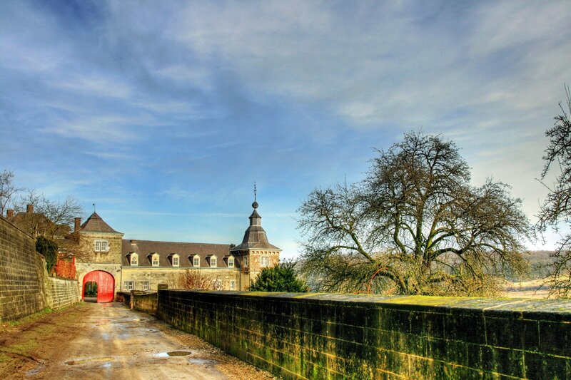 castle with red gate