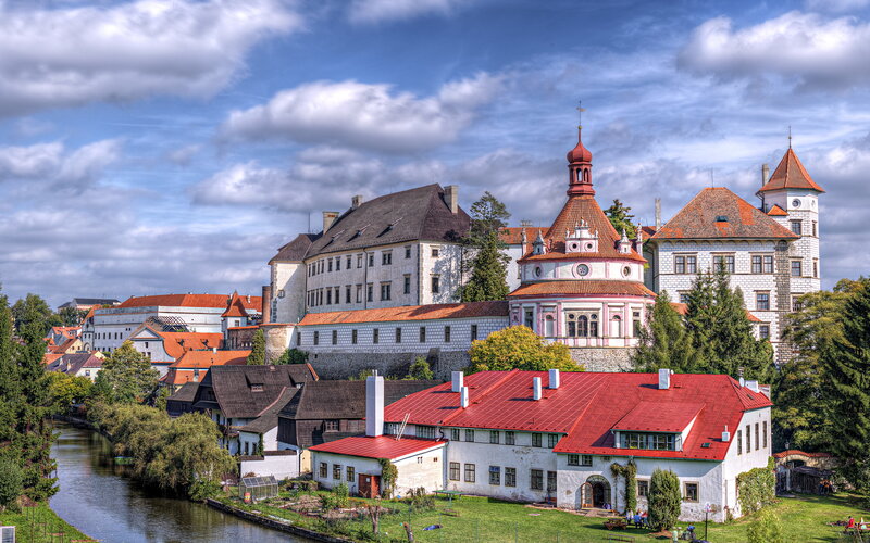 Castle with Red-roofed Buildings — Red