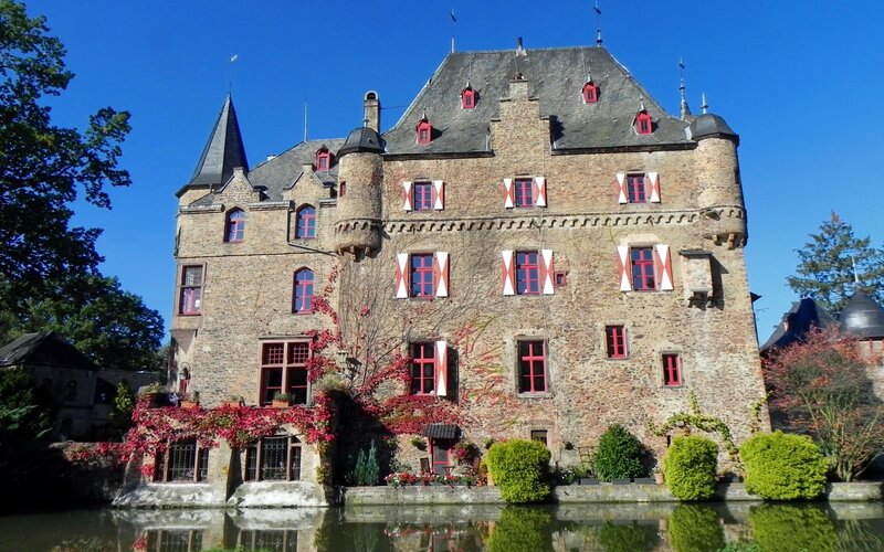 castle with red shutters