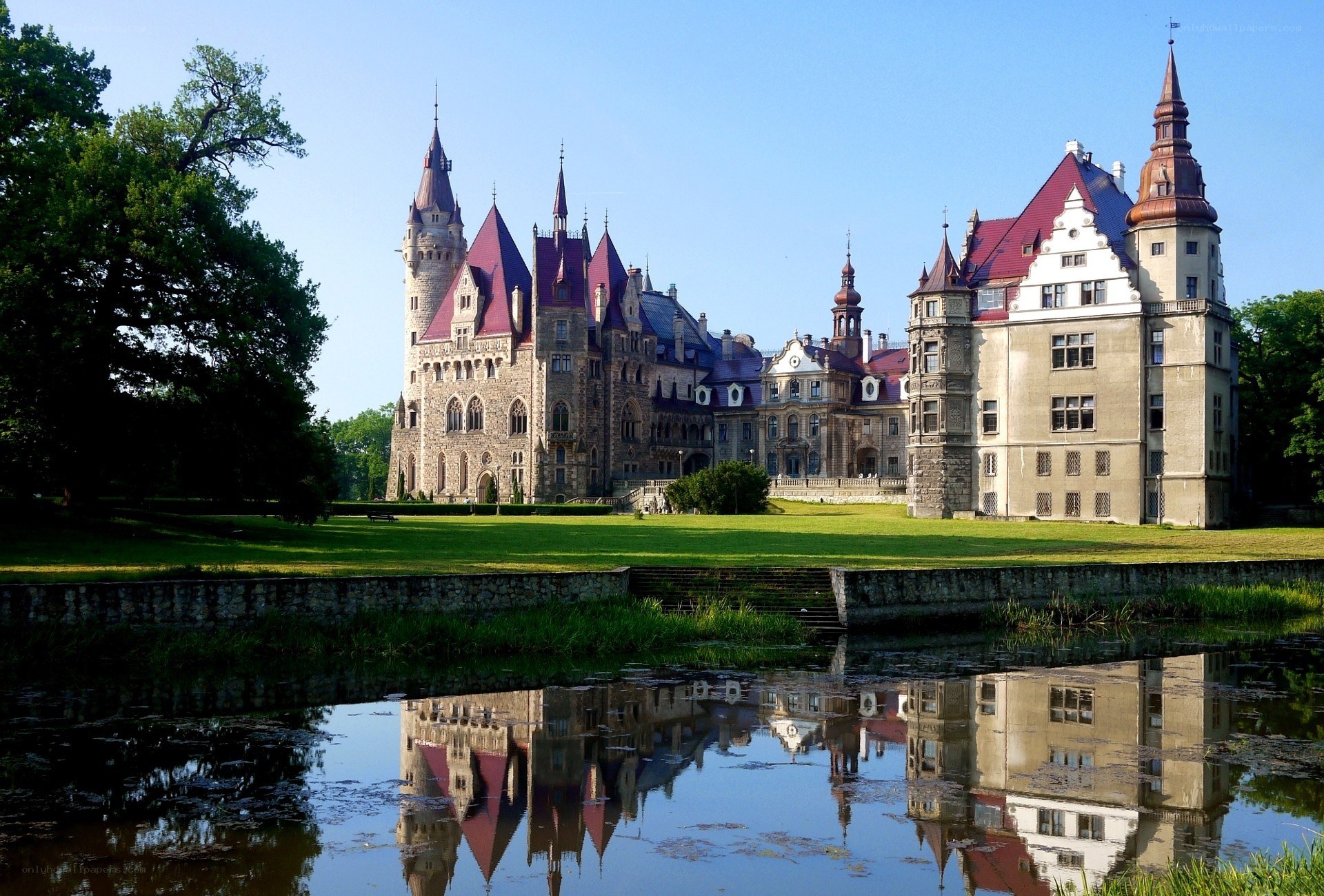castle with reflection in pond