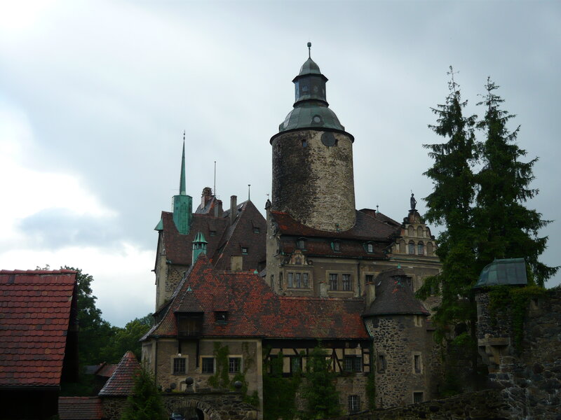 castle with stone tower