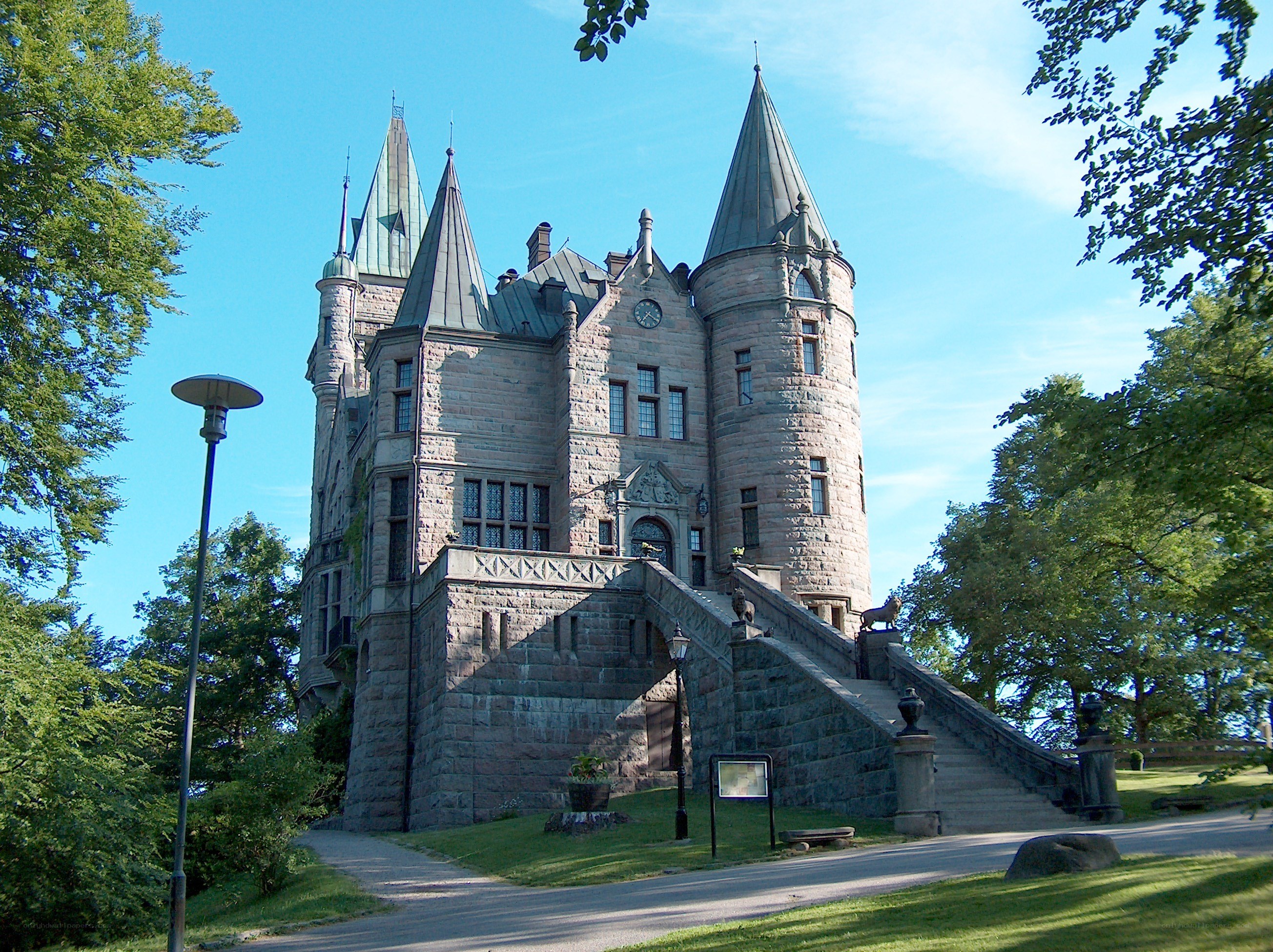 castle with stone towers