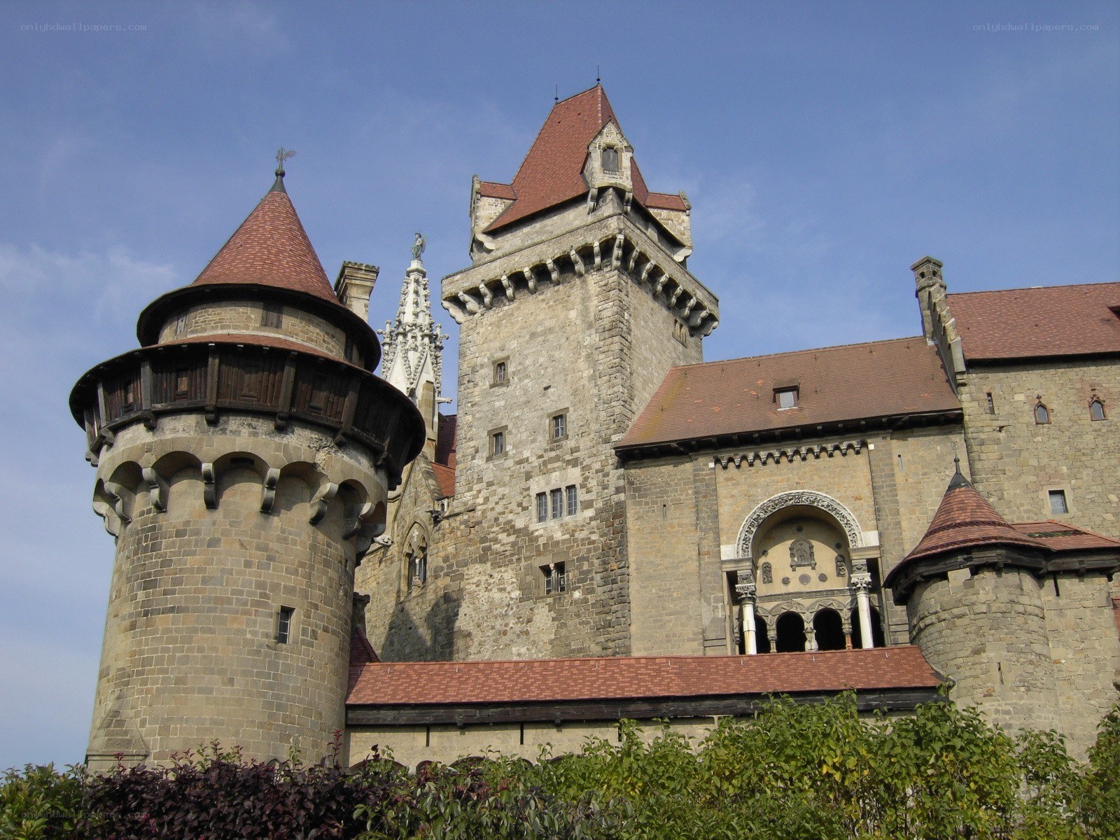 castle with stone towers