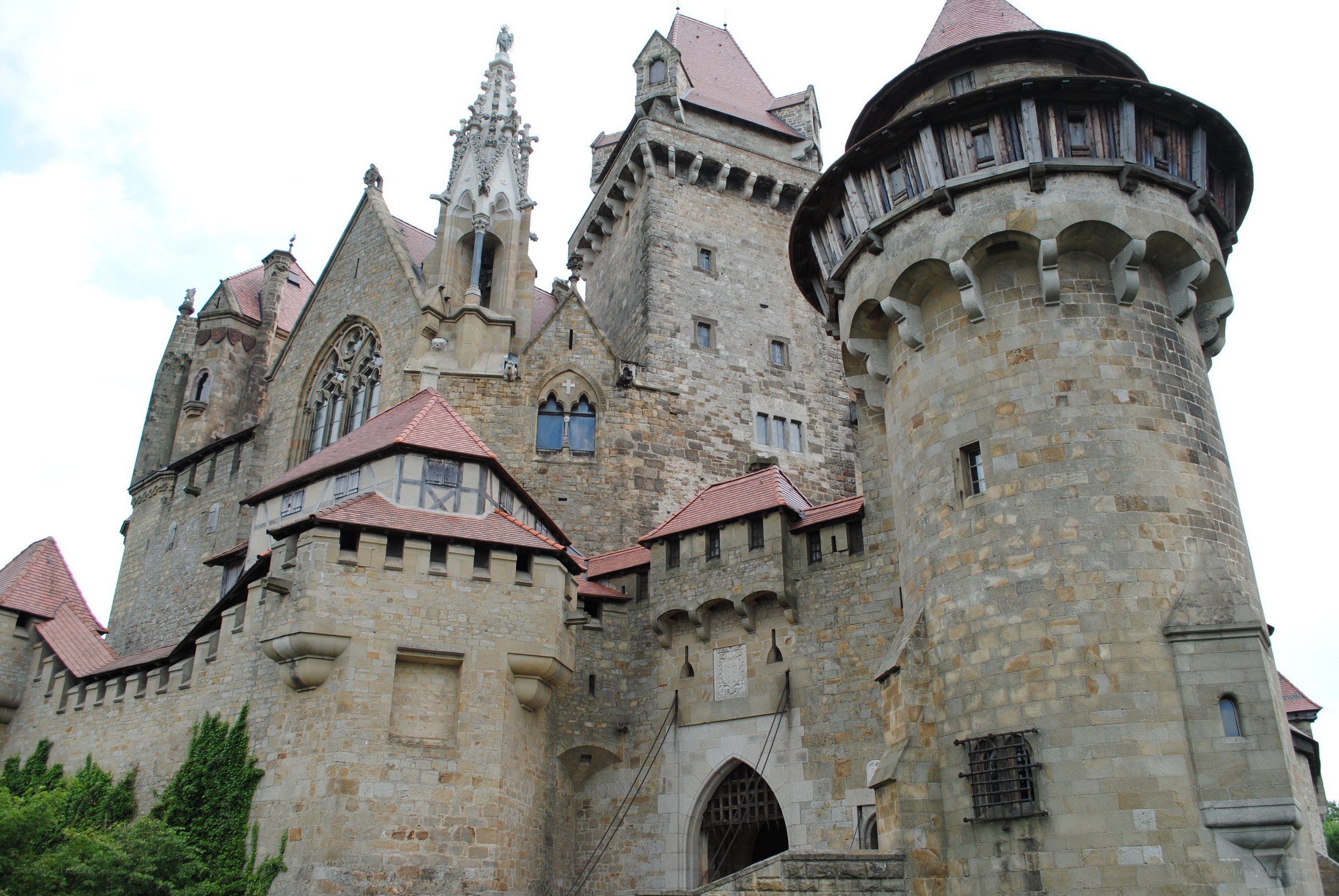 castle with stone towers