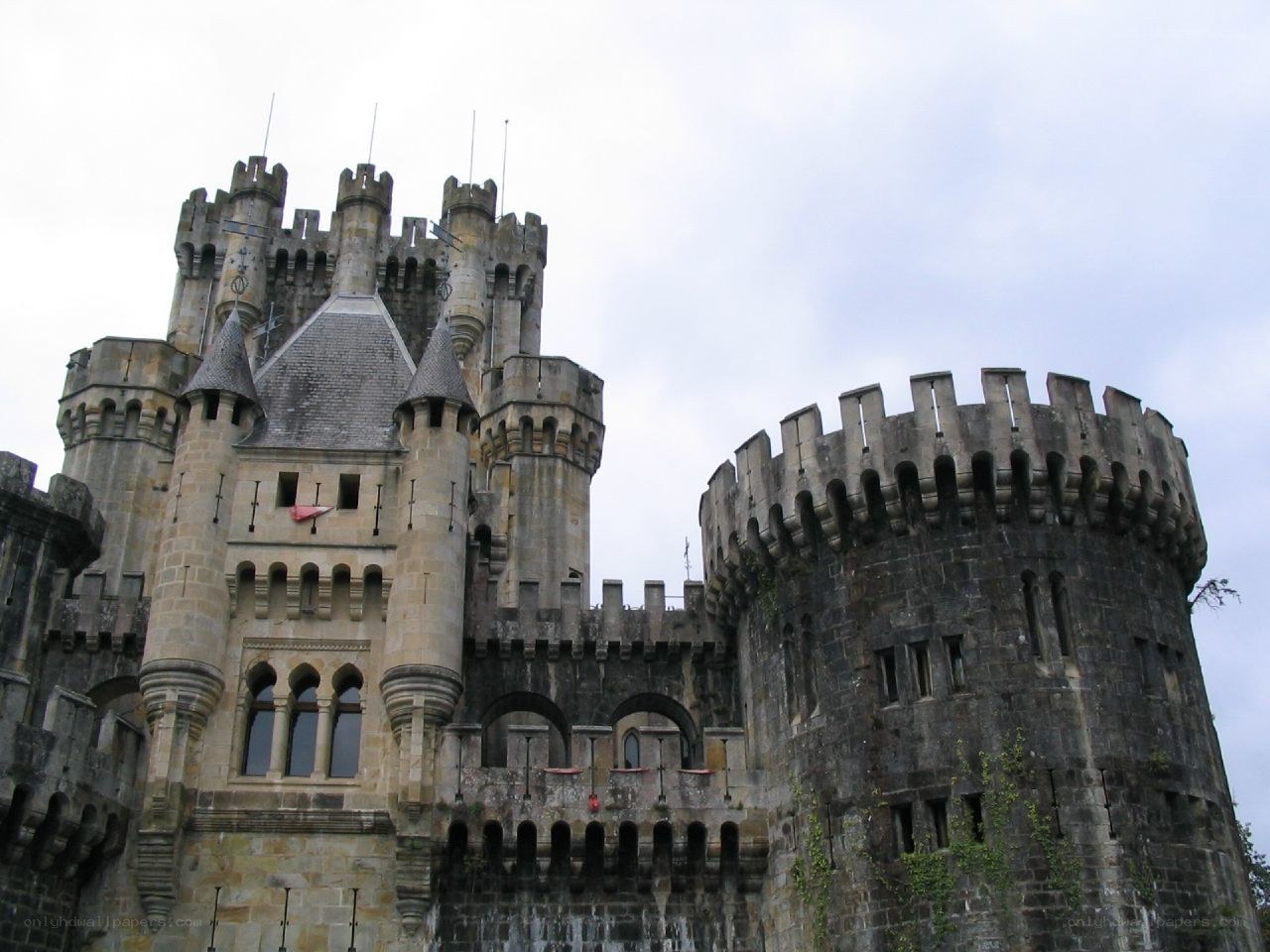 castle with stone towers