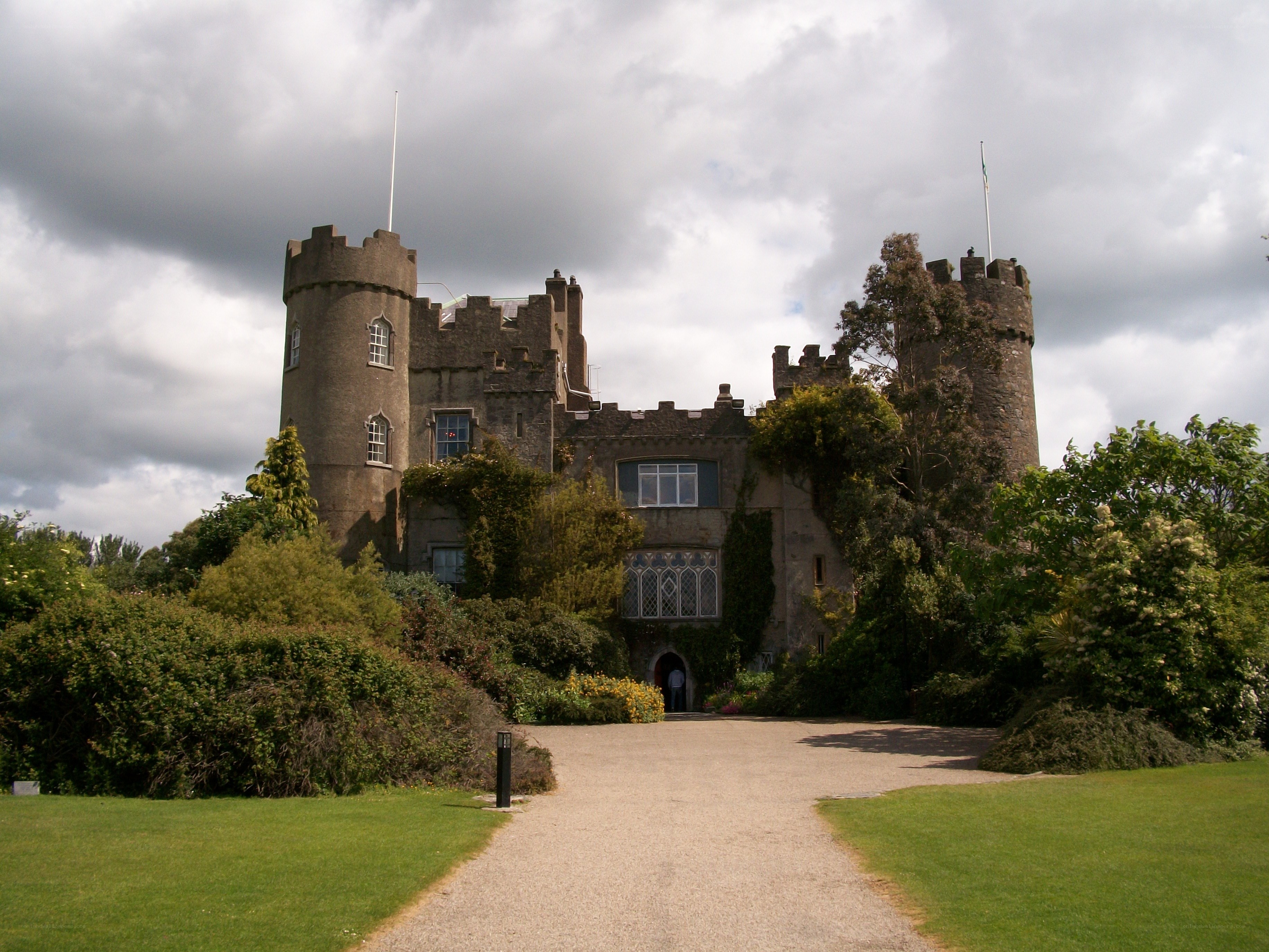 castle with stone towers
