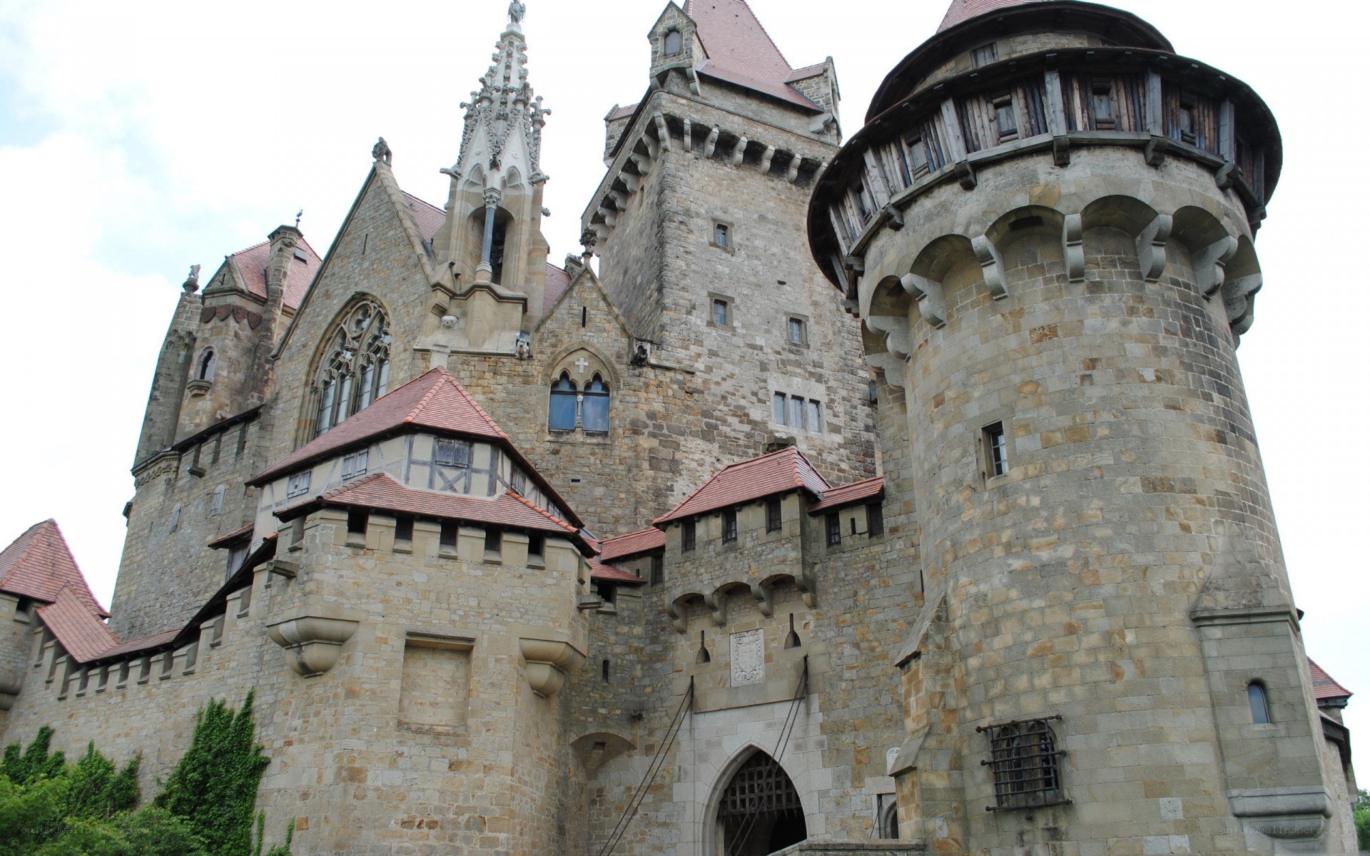 castle with stone towers