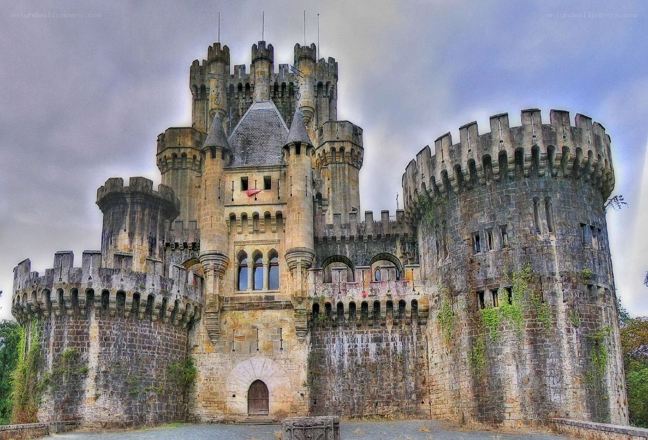 castle with stone towers
