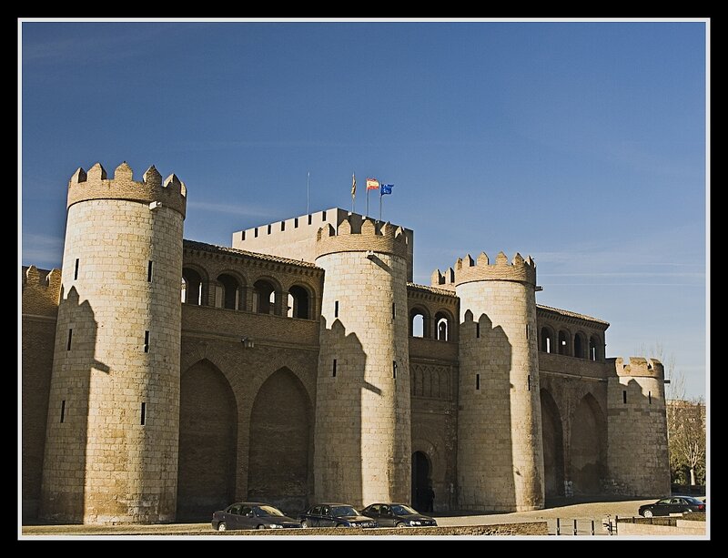 Castle with Stone Towers — Blue, Dramatic, Afternoon, Photograph, Arches