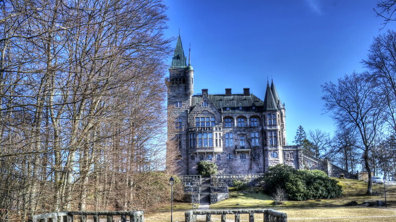 Castle with Stone Towers — Blue, Dramatic